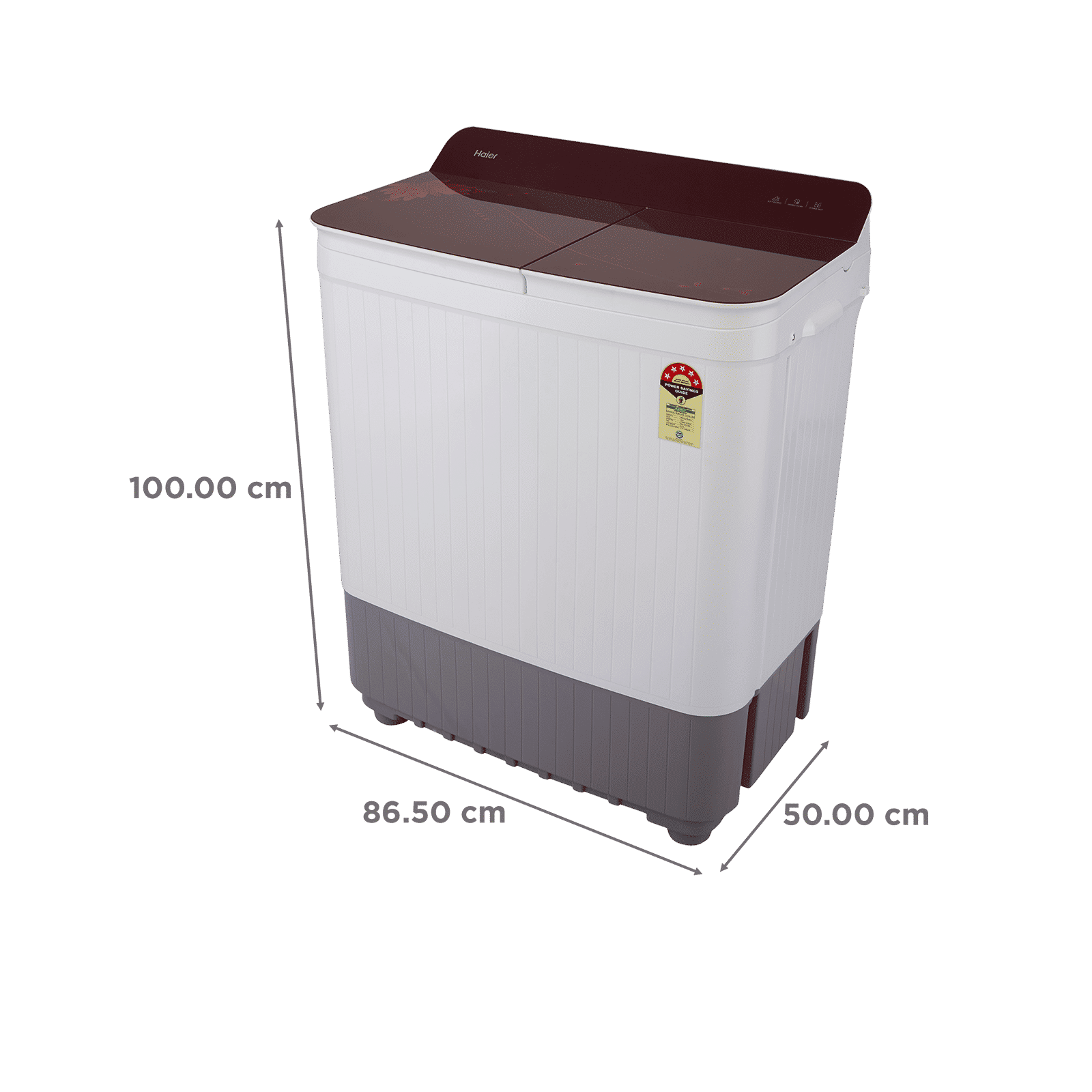 Haier 8 kg 5 Star Semi Automatic Washing Machine with Anti Bacterial Vortex Pulsator (178, HTW80-178, Burgundy with Flower)