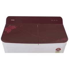 Haier 8 kg 5 Star Semi Automatic Washing Machine with Anti Bacterial Vortex Pulsator (178, HTW80-178, Burgundy with Flower)