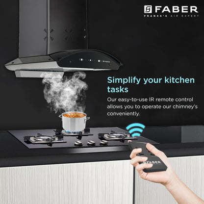 FABER HOOD ELLORA 3D IN HC SC BF BK 60cm 1400m3/hr Ductless Auto Clean Wall Mounted Chimney with Baffle Filter (Black)