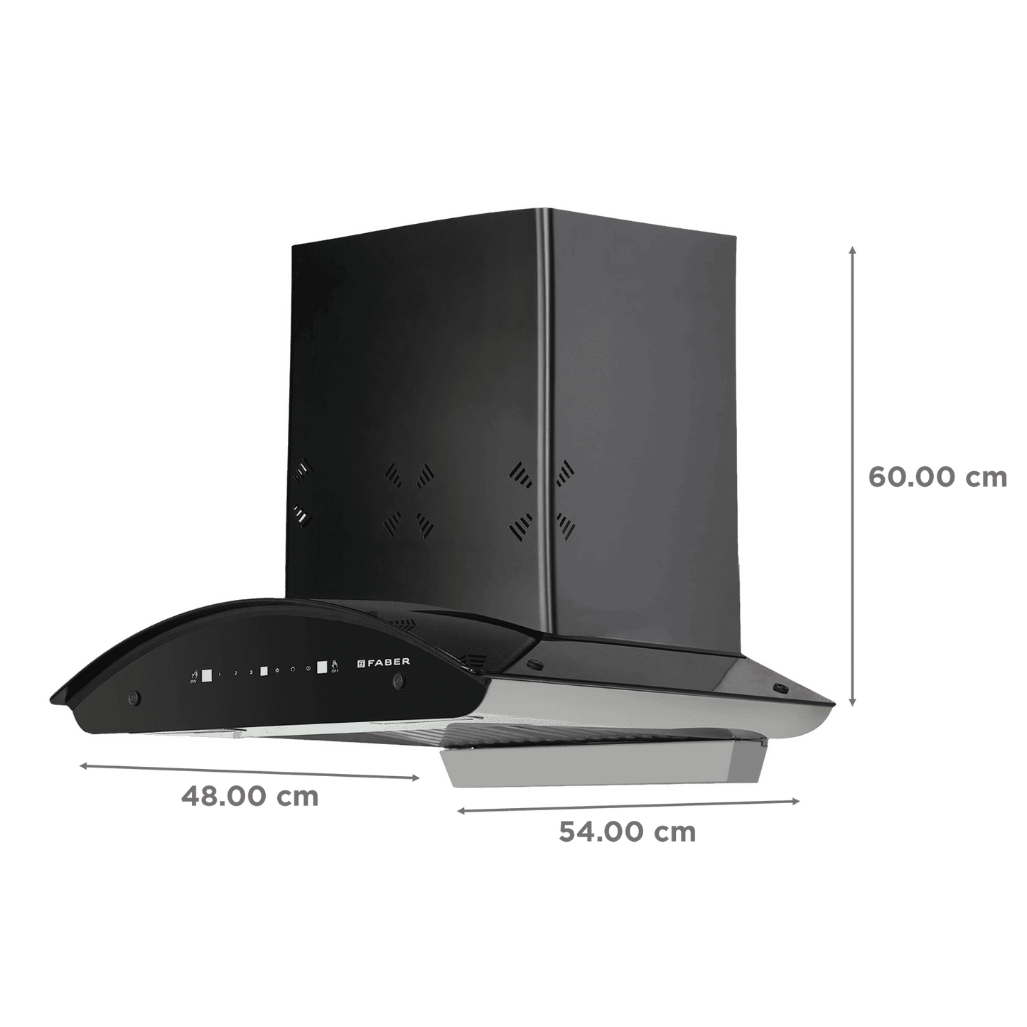 FABER HOOD ELLORA 3D IN HC SC BF BK 60cm 1400m3/hr Ductless Auto Clean Wall Mounted Chimney with Baffle Filter (Black)