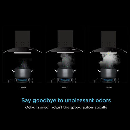 FABER Hood Ellora 3D IN HC SC BF BK 90cm 1400m3/hr Ducted Auto Clean Wall Mounted Chimney with Baffle Filter (Black)