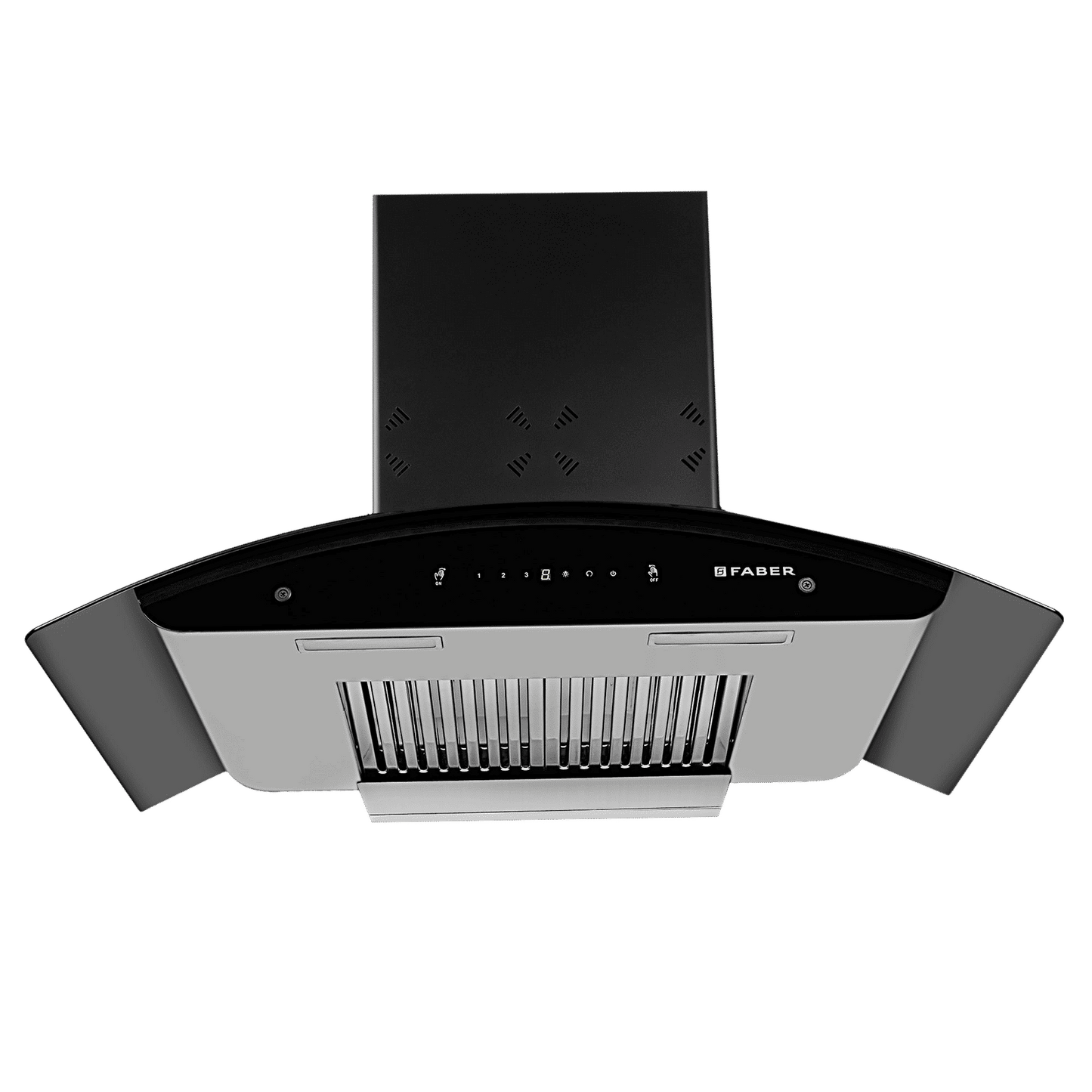 FABER Hood Ellora 3D IN HC SC BF BK 90cm 1400m3/hr Ducted Auto Clean Wall Mounted Chimney with Baffle Filter (Black)