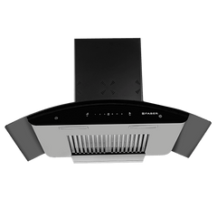 FABER Hood Ellora 3D IN HC SC BF BK 90cm 1400m3/hr Ducted Auto Clean Wall Mounted Chimney with Baffle Filter (Black)