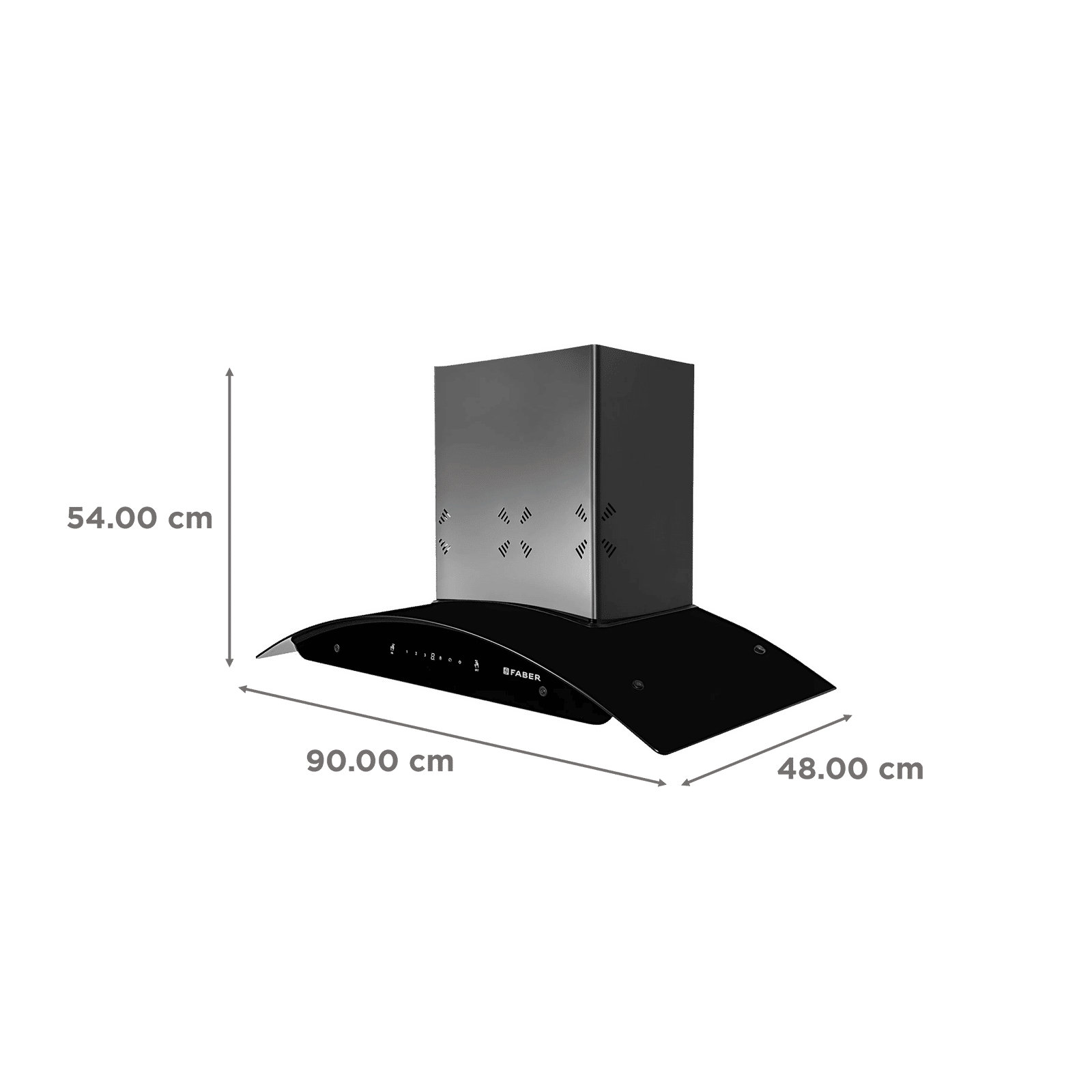 FABER Hood Ellora 3D IN HC SC BF BK 90cm 1400m3/hr Ducted Auto Clean Wall Mounted Chimney with Baffle Filter (Black)