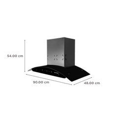 FABER Hood Ellora 3D IN HC SC BF BK 90cm 1400m3/hr Ducted Auto Clean Wall Mounted Chimney with Baffle Filter (Black)