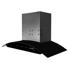 FABER Hood Ellora 3D IN HC SC BF BK 90cm 1400m3/hr Ducted Auto Clean Wall Mounted Chimney with Baffle Filter (Black)