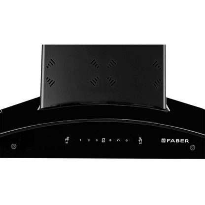 FABER Hood Ellora 3D IN HC SC BF BK 90cm 1400m3/hr Ducted Auto Clean Wall Mounted Chimney with Baffle Filter (Black)