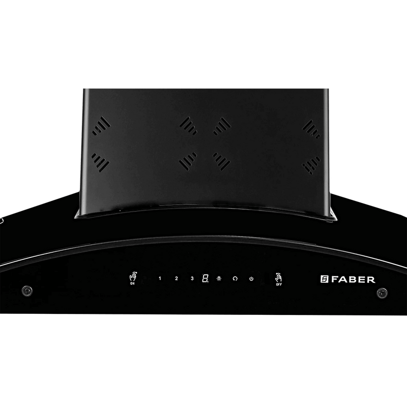 FABER Hood Ellora 3D IN HC SC BF BK 90cm 1400m3/hr Ducted Auto Clean Wall Mounted Chimney with Baffle Filter (Black)