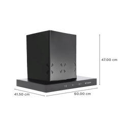 FABER HOOD CYGNUS IN 3D HC SC FL BK 60cm 1350m3/hr Ducted Auto Clean Wall Mounted Chimney with Odor Sensor (Black)