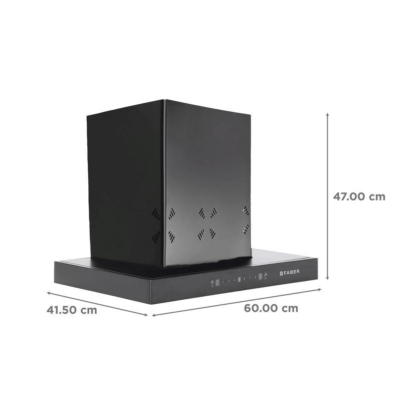 FABER HOOD CYGNUS IN 3D HC SC FL BK 60cm 1350m3/hr Ducted Auto Clean Wall Mounted Chimney with Odor Sensor (Black)