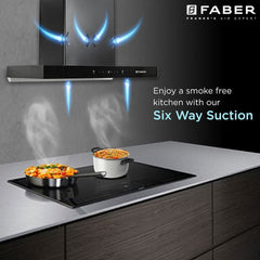 FABER HOOD CYGNUS IN 3D HC SC FL BK 75cm 1400m3/hr Ducted Auto Clean Wall Mounted Chimney with Odor Sensor (Black)