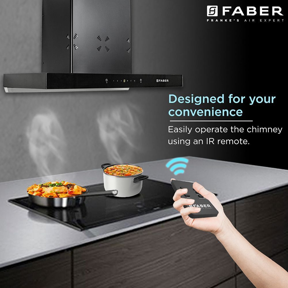 FABER HOOD CYGNUS IN 3D HC SC FL BK 75cm 1400m3/hr Ducted Auto Clean Wall Mounted Chimney with Odor Sensor (Black)