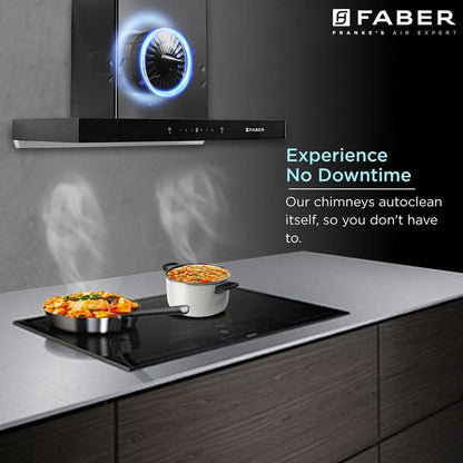 FABER HOOD CYGNUS IN 3D HC SC FL BK 75cm 1400m3/hr Ducted Auto Clean Wall Mounted Chimney with Odor Sensor (Black)