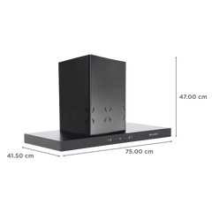 FABER HOOD CYGNUS IN 3D HC SC FL BK 75cm 1400m3/hr Ducted Auto Clean Wall Mounted Chimney with Odor Sensor (Black)