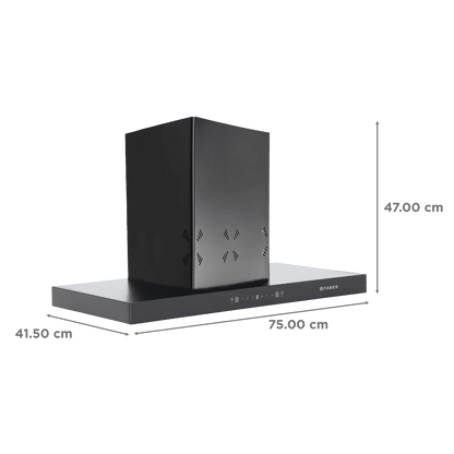 FABER HOOD CYGNUS IN 3D HC SC FL BK 75cm 1400m3/hr Ducted Auto Clean Wall Mounted Chimney with Odor Sensor (Black)