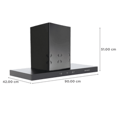 FABER HOOD CYGNUS IN 3D HC SC FL BK 90cm 1400m3/hr Ducted Auto Clean Wall Mounted Chimney with Odor Sensor (Black)
