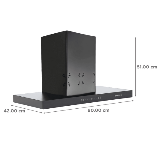 FABER HOOD CYGNUS IN 3D HC SC FL BK 90cm 1400m3/hr Ducted Auto Clean Wall Mounted Chimney with Odor Sensor (Black)