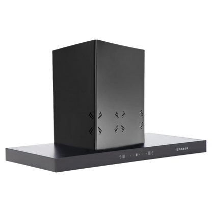 FABER HOOD CYGNUS IN 3D HC SC FL BK 90cm 1400m3/hr Ducted Auto Clean Wall Mounted Chimney with Odor Sensor (Black)