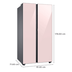 SAMSUNG 653 Litres 3 Star Frost Free Side by Side Door Smart Wi-Fi Enabled Refrigerator with Twin Cooling Plus (RS76CB81A3P0HL, Clean Pink)