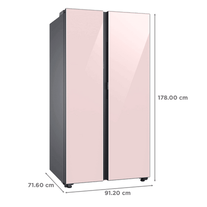 SAMSUNG 653 Litres 3 Star Frost Free Side by Side Door Smart Wi-Fi Enabled Refrigerator with Twin Cooling Plus (RS76CB81A3P0HL, Clean Pink)