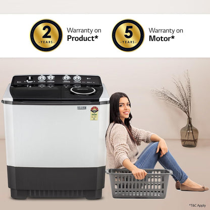LG 9.5 kg 5 Star Semi Automatic Washing Machine with Roller Jet Pulsator (P955ASGAZ.ADGQEIL, Dark Grey)