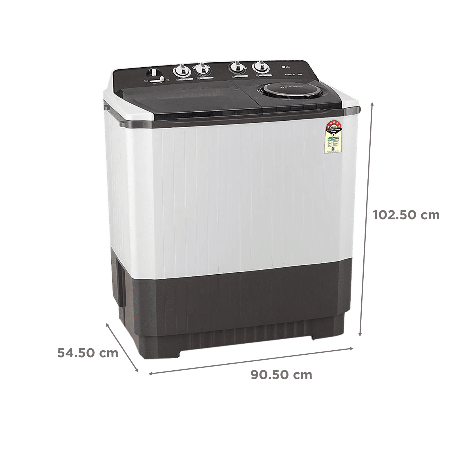LG 9.5 kg 5 Star Semi Automatic Washing Machine with Roller Jet Pulsator (P955ASGAZ.ADGQEIL, Dark Grey)