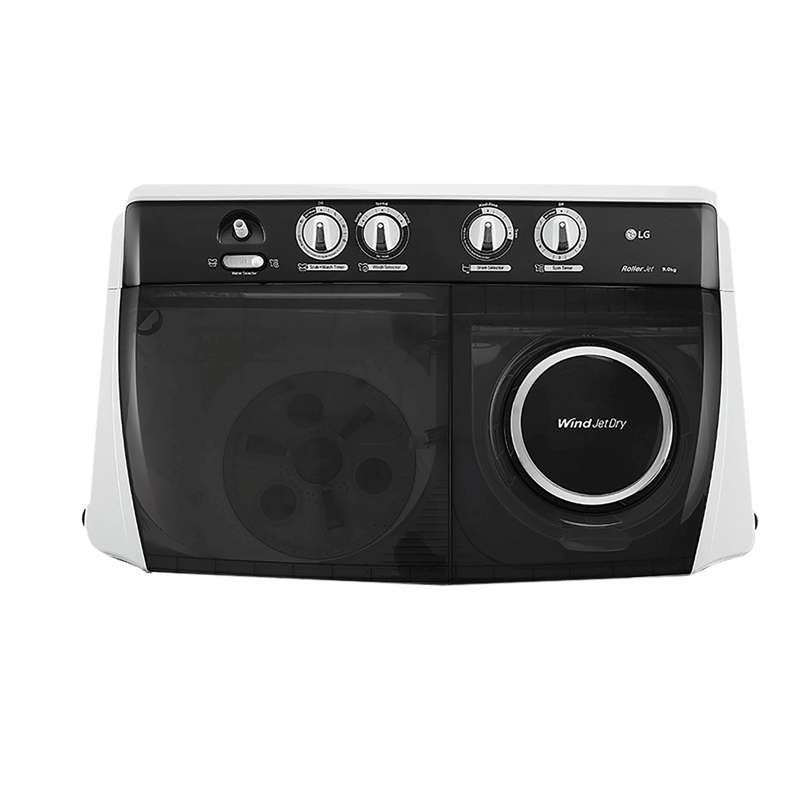 LG 9.5 kg 5 Star Semi Automatic Washing Machine with Roller Jet Pulsator (P955ASGAZ.ADGQEIL, Dark Grey)