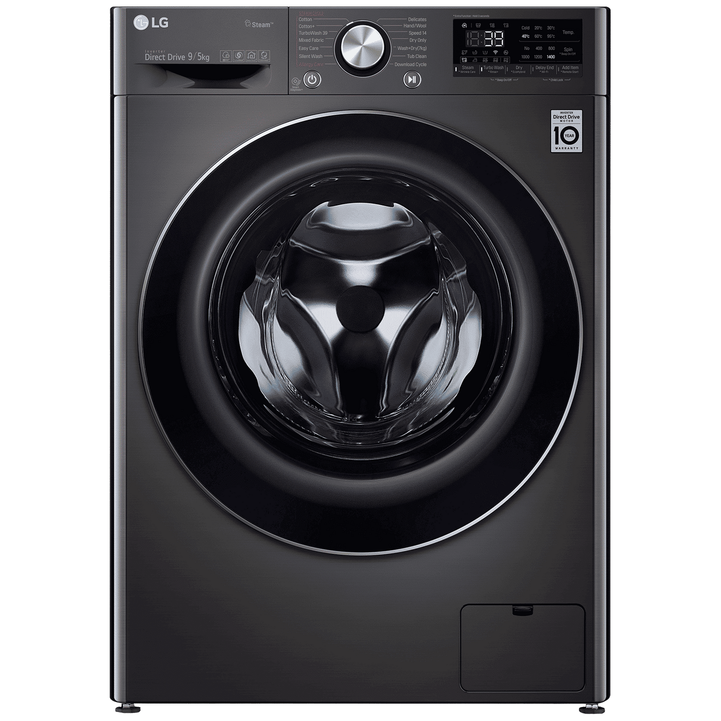 LG 9/5 kg 5 Star Fully Automatic Front Load Washer Dryer(FHD0905STB.ABLQEIL, In-built Heater, Black)