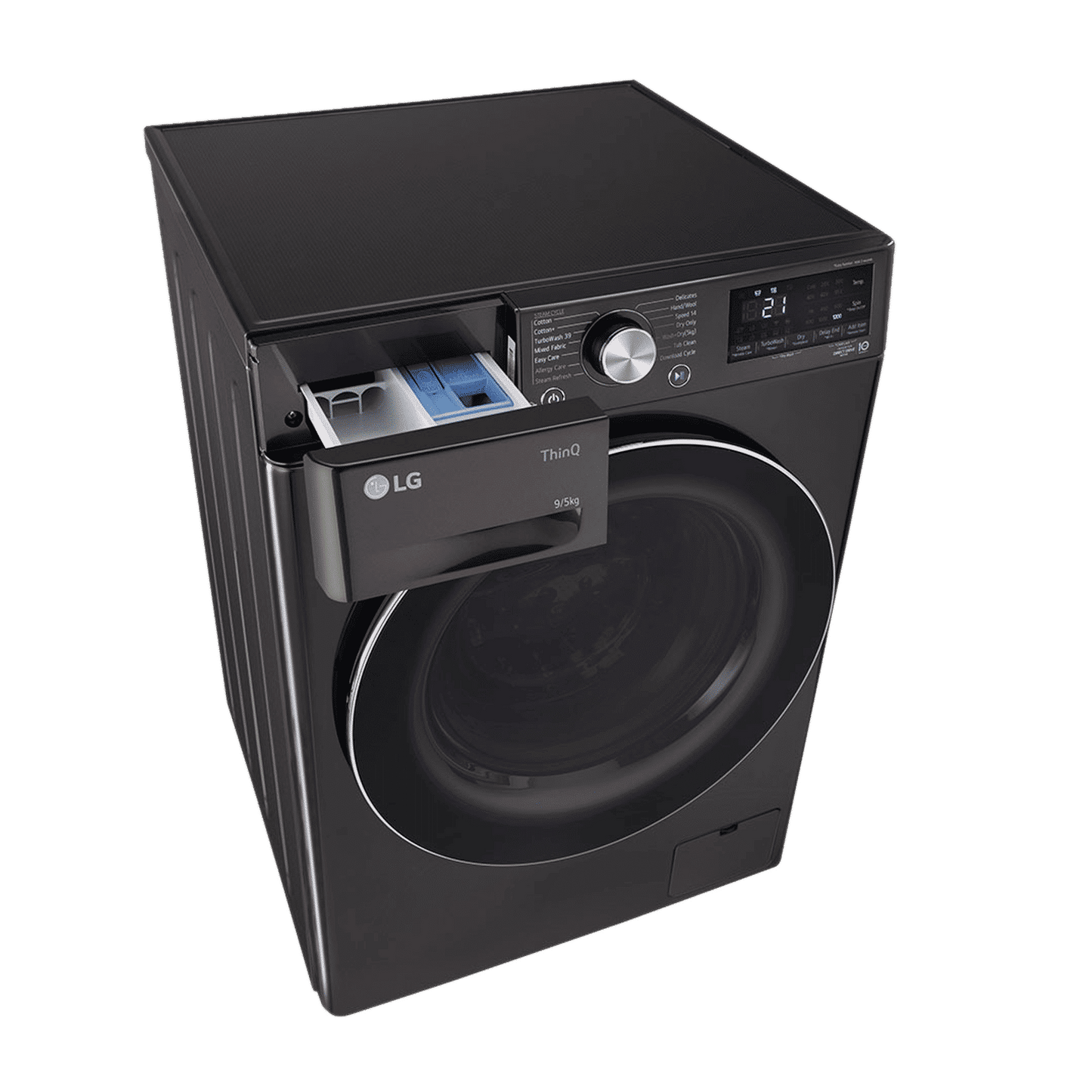 LG 9/5 kg 5 Star Fully Automatic Front Load Washer Dryer(FHD0905STB.ABLQEIL, In-built Heater, Black)