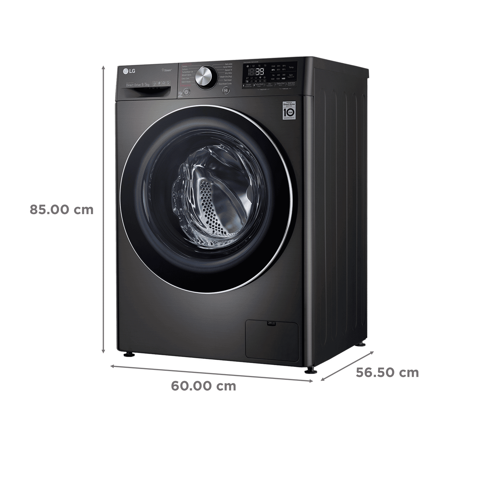 LG 9/5 kg 5 Star Fully Automatic Front Load Washer Dryer(FHD0905STB.ABLQEIL, In-built Heater, Black)