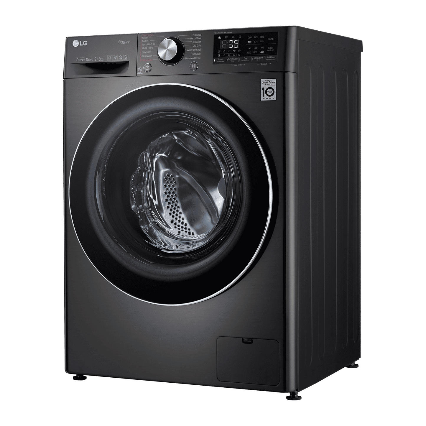 LG 9/5 kg 5 Star Fully Automatic Front Load Washer Dryer(FHD0905STB.ABLQEIL, In-built Heater, Black)