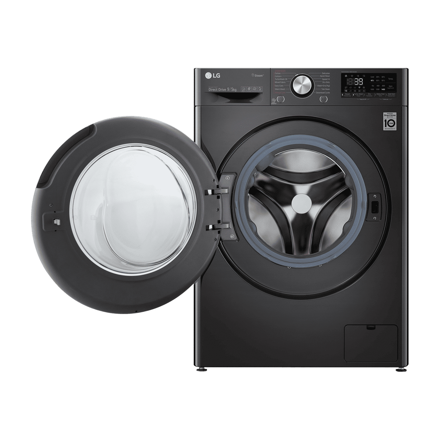 LG 9/5 kg 5 Star Fully Automatic Front Load Washer Dryer(FHD0905STB.ABLQEIL, In-built Heater, Black)