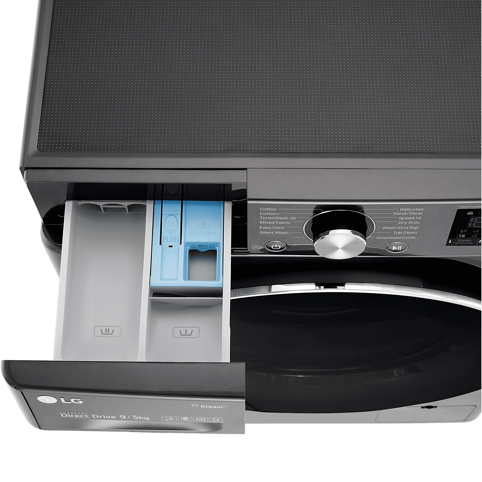 LG 9/5 kg 5 Star Fully Automatic Front Load Washer Dryer(FHD0905STB.ABLQEIL, In-built Heater, Black)