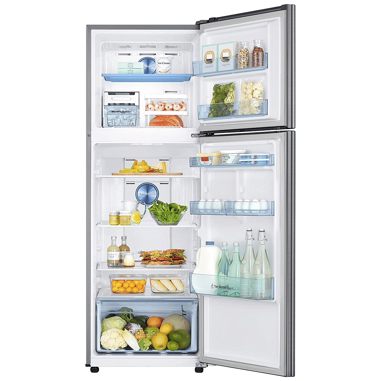 SAMSUNG 322 Litres 2 Star Frost Free Double Door Convertible Refrigerator with Twin Cooling Plus Technology (RT37C4522S8/HL, Elegant Inox)