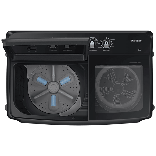 SAMSUNG 8 kg 5 Star Semi Automatic Washing Machine with Hexa Storm Pulsator (WT80B3560GB/TL, Dark Gray)