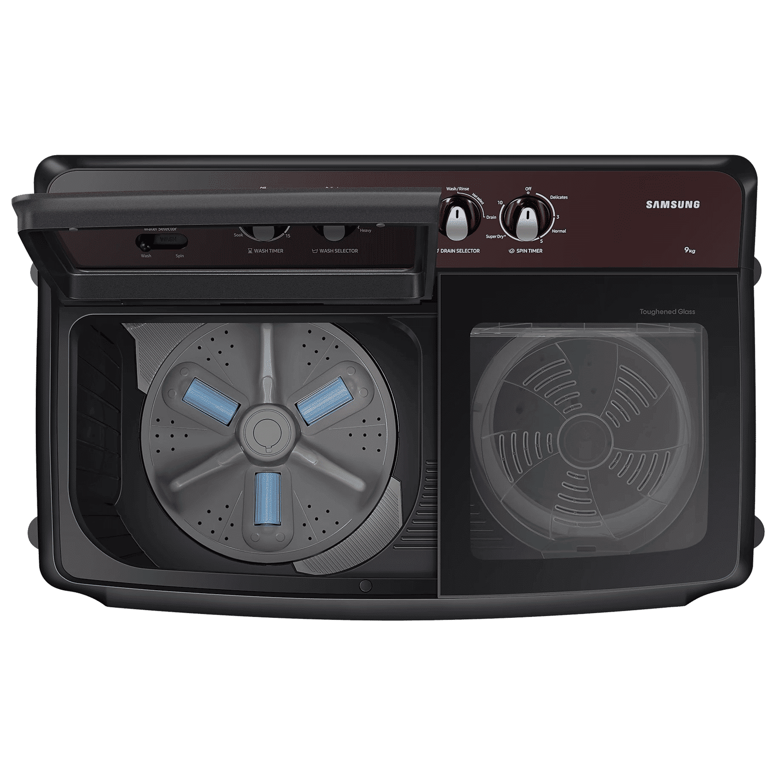 SAMSUNG 9 kg 5 Star Semi Automatic Washing Machine with Hexa Storm Pulsator (WT90B3560RB/TL, Dark Gray)
