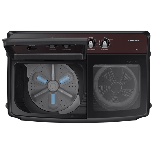 SAMSUNG 9 kg 5 Star Semi Automatic Washing Machine with Hexa Storm Pulsator (WT90B3560RB/TL, Dark Gray)