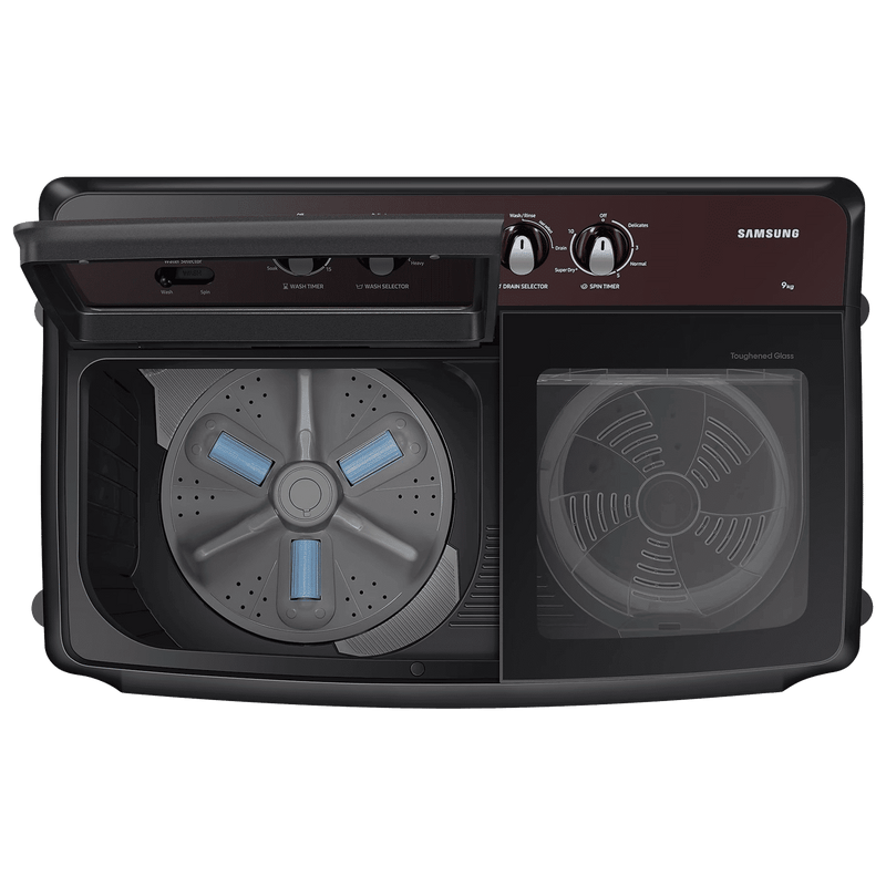 SAMSUNG 9 kg 5 Star Semi Automatic Washing Machine with Hexa Storm Pulsator (WT90B3560RB/TL, Dark Gray)