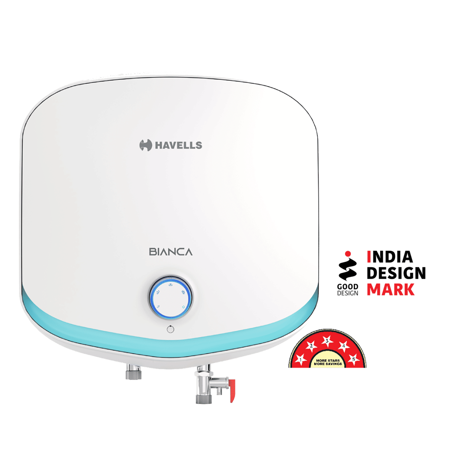 HAVELLS Bianca 10 Litre 5 Star Vertical Storage Geyser with Whirl Flow Technology (White & Blue)