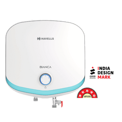 HAVELLS Bianca 10 Litre 5 Star Vertical Storage Geyser with Whirl Flow Technology (White & Blue)