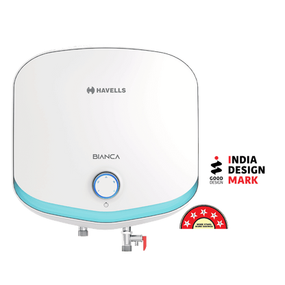 HAVELLS Bianca 10 Litre 5 Star Vertical Storage Geyser with Whirl Flow Technology (White & Blue)