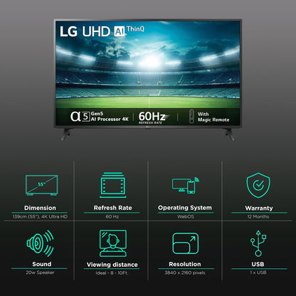 LG UQ7500 139.7 cm (55 inch) 4K Ultra HD LED WebOS TV with α5 Gen5 AI Processor (2022 model)