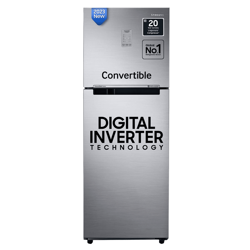 SAMSUNG 236 Litres 3 Star Frost Free Double Door Convertible Refrigerator with Anti Bacterial Gasket (RT28C3733S8/HL, Elegant Inox)