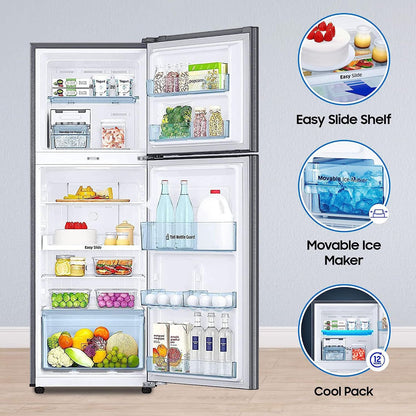 SAMSUNG 236 Litres 3 Star Frost Free Double Door Convertible Refrigerator with Anti Bacterial Gasket (RT28C3733S8/HL, Elegant Inox)