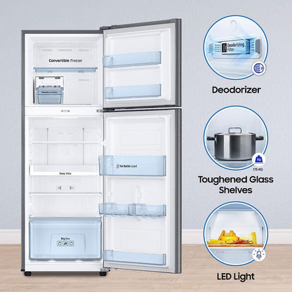 SAMSUNG 236 Litres 3 Star Frost Free Double Door Convertible Refrigerator with Anti Bacterial Gasket (RT28C3733S8/HL, Elegant Inox)