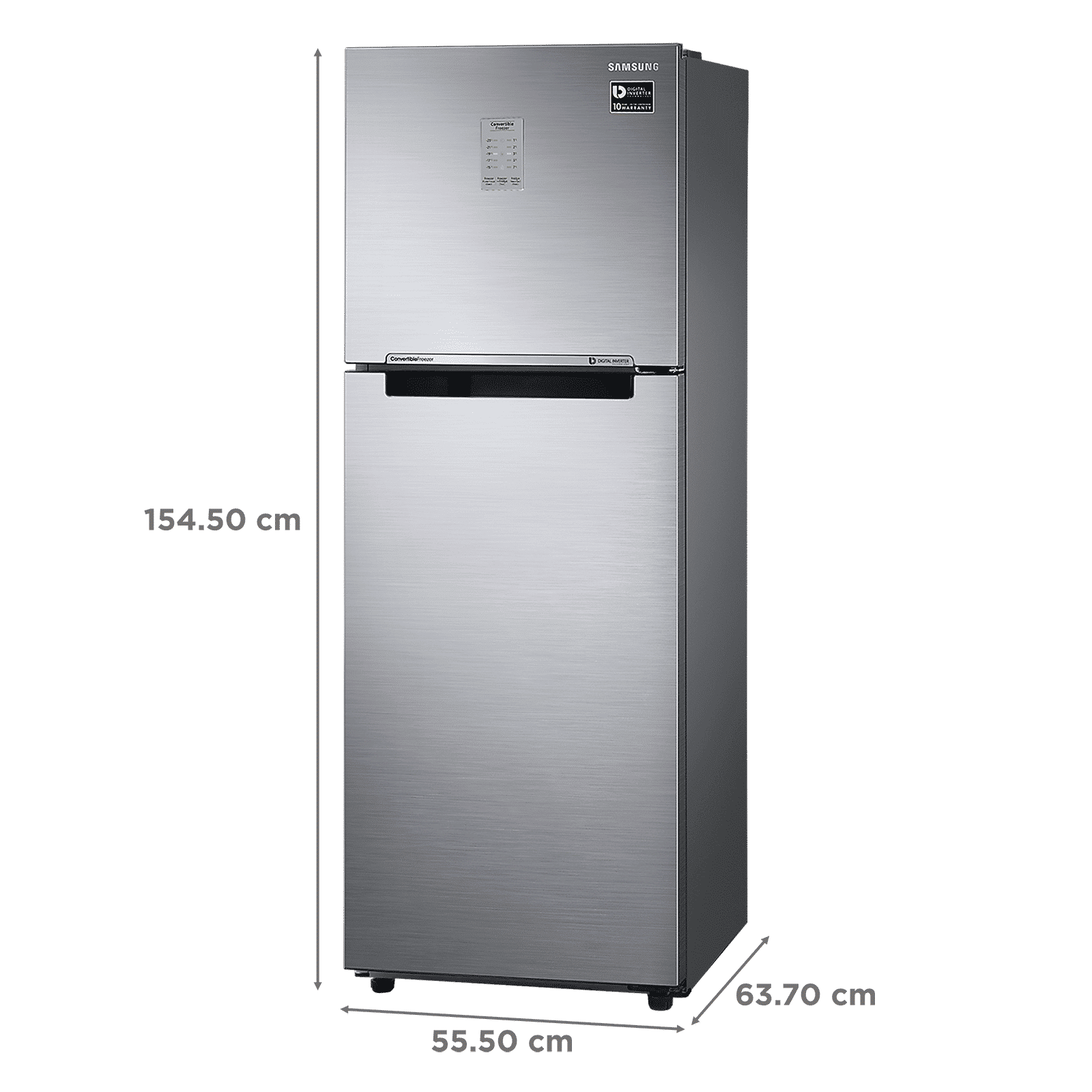 SAMSUNG 236 Litres 3 Star Frost Free Double Door Convertible Refrigerator with Anti Bacterial Gasket (RT28C3733S8/HL, Elegant Inox)