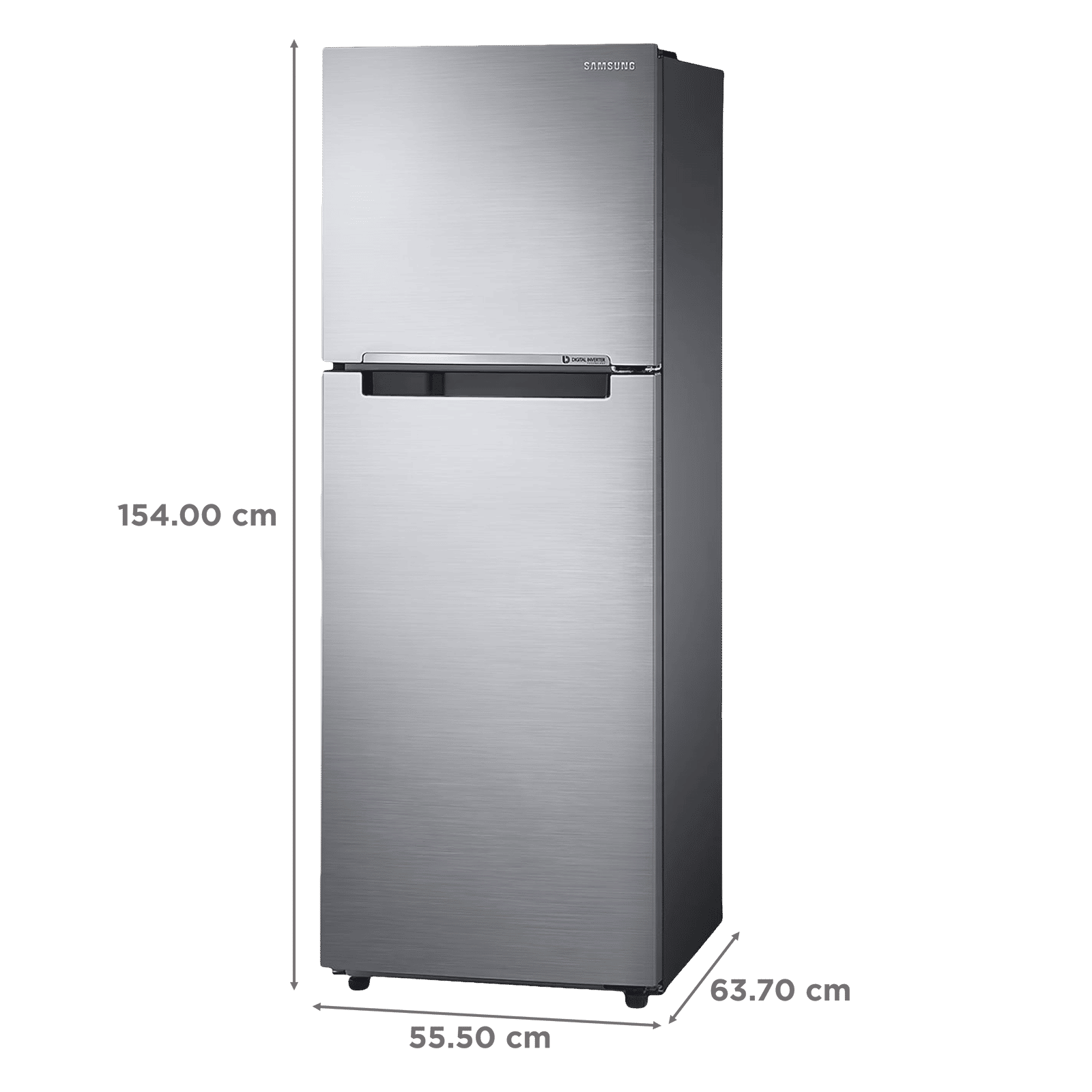 SAMSUNG 236 Litres 3 Star Frost Free Double Door Refrigerator with Stabilizer Free Operation (RT28C3053S8/HL, Elegant Inox)