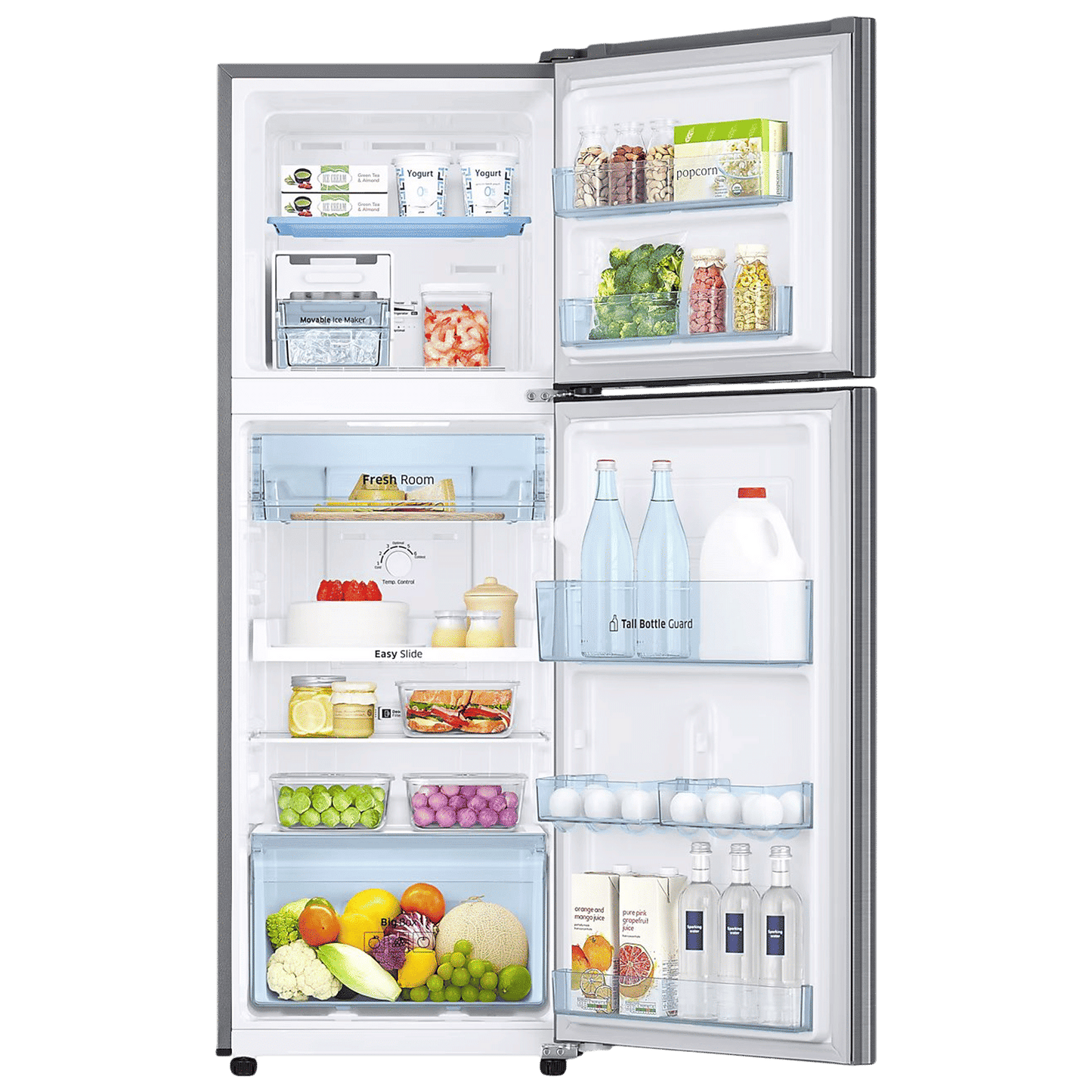 SAMSUNG 236 Litres 3 Star Frost Free Double Door Refrigerator with Stabilizer Free Operation (RT28C3053S8/HL, Elegant Inox)