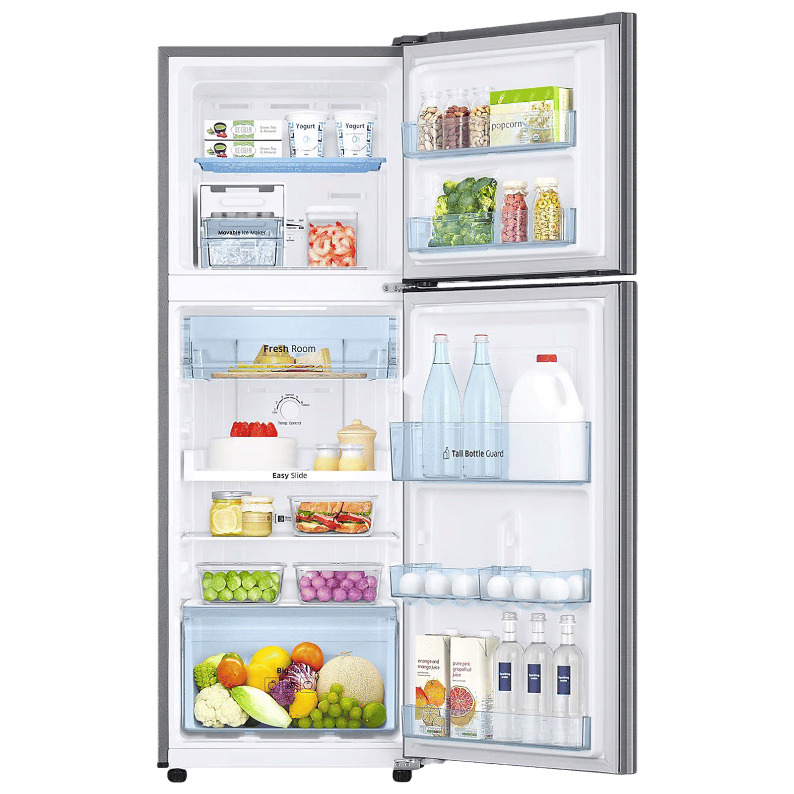 SAMSUNG 236 Litres 3 Star Frost Free Double Door Refrigerator with Stabilizer Free Operation (RT28C3053S8/HL, Elegant Inox)