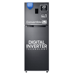 SAMSUNG 301 Litres 3 Star Frost Free Double Door Convertible Refrigerator with Stabilizer Free Operation (RT34C4523B1/HL, Black Matt)